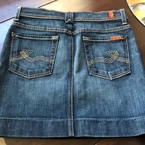 7 For All Mankind side slit denim jean mini skirt Women’s Size 25‎